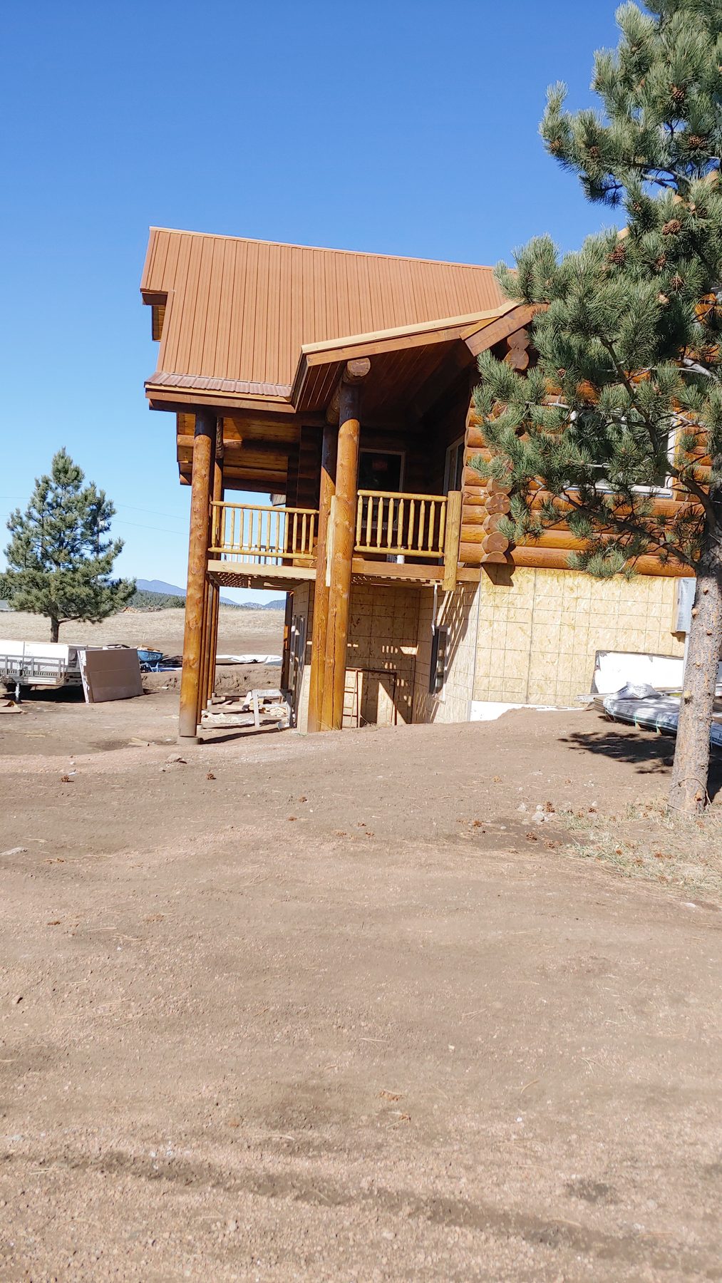The entry approach, deck and stair in place.